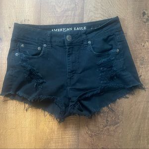 Black hi-rise jean shorts